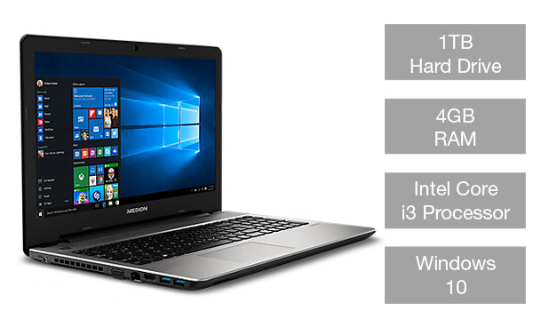 Medion Akoya E6421 laptop with 1TB hard drive, 4 GB RAM and Intel Core i3 processor