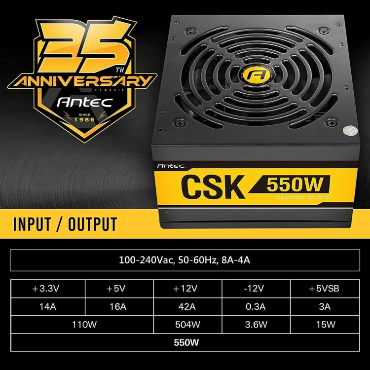 Antec Cuprum Strike 550W Non-Modular 80 PLUS Bronze Power Supply