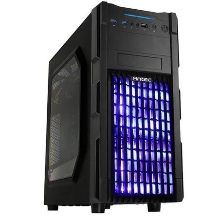 Antec GX-200 Gaming Case with Window ATX No PSU USB 3.0 Tool-less Blue LED Fans Black