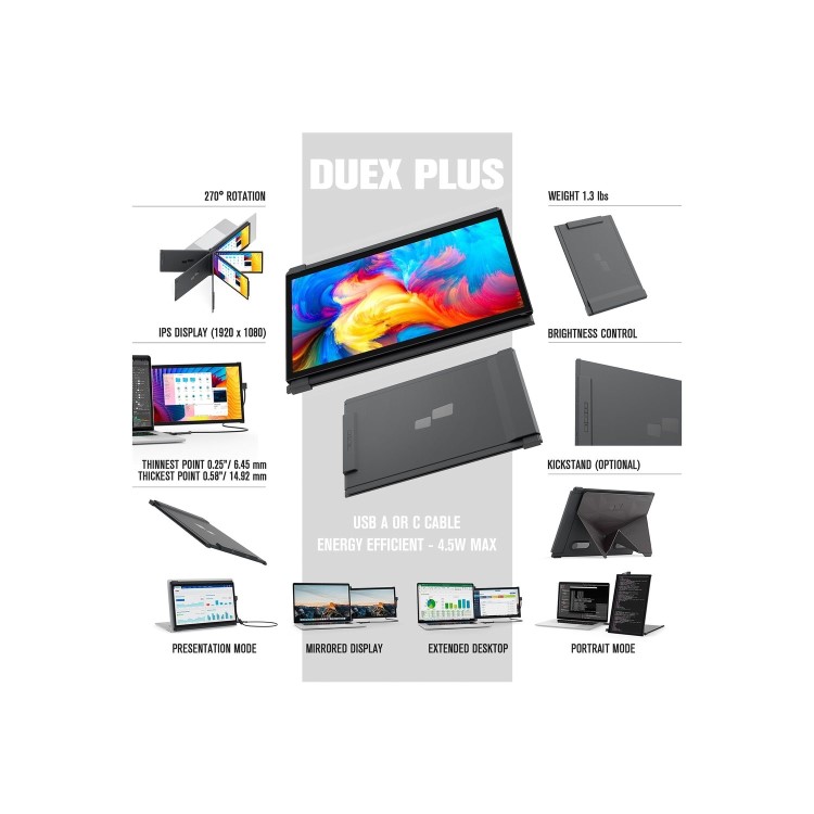 GRADE A1 - Mobile Pixels DUEX Plus 13.3 " Full HD Portable Monitor