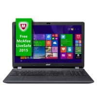 GRADE A1 - As new but box opened - Acer Aspire ES1-512 Celeron N2840 2.16GHz 4GB 1TB DVDSM 15.6" Windows 8.1 Laptop - 12 Months FREE McAfee LiveSafe Internet Security