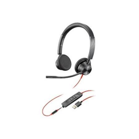 Poly Blackwire 3325 Double Sided On-ear USB with Microphone Headset