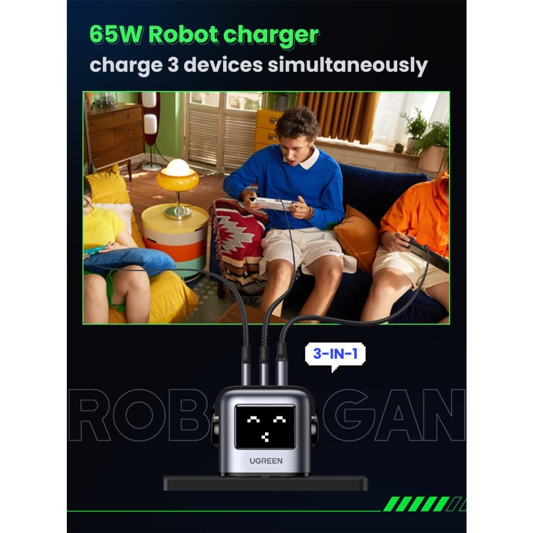 Ugreen Uno 65W 3-Port GaN Charger - Black