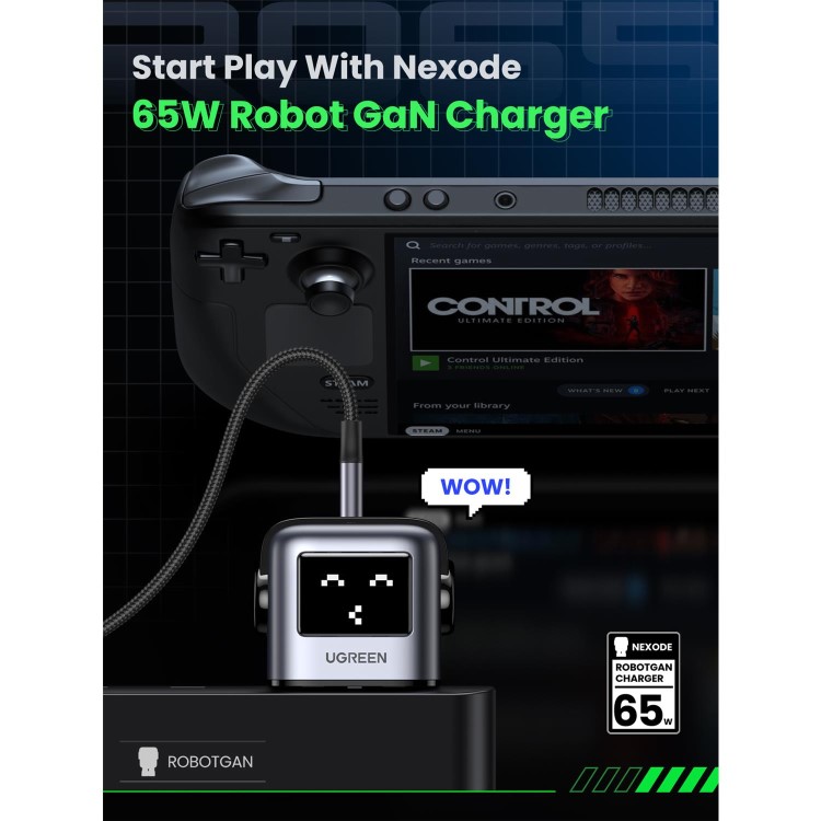 Ugreen Uno 65W 3-Port GaN Charger - Black