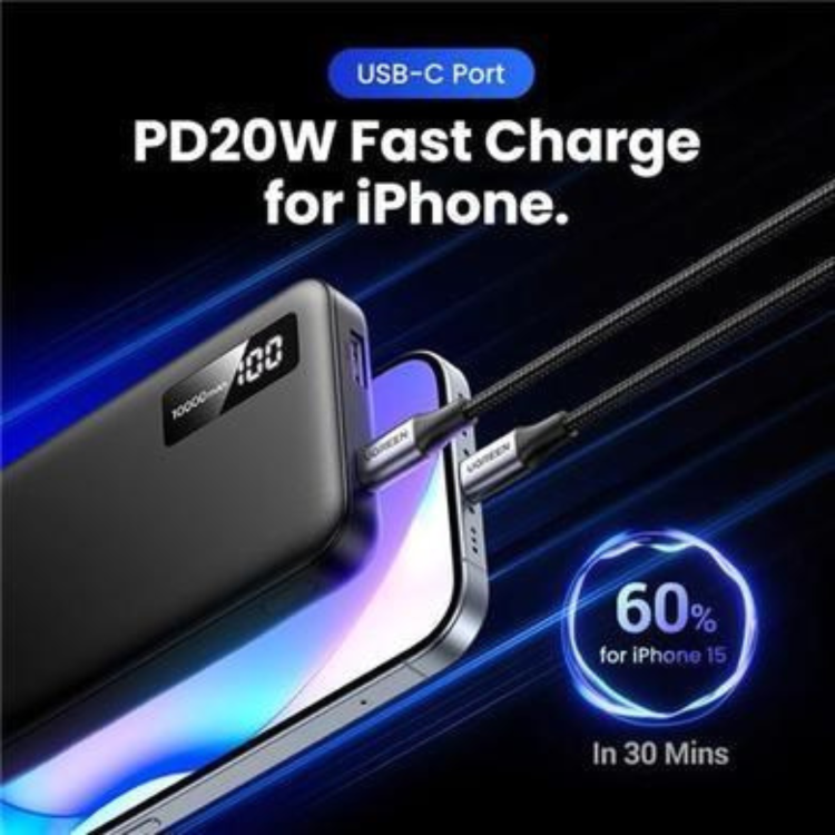 UGREEN 10000mAh Mini Quick Charging  20W Power Bank - Black