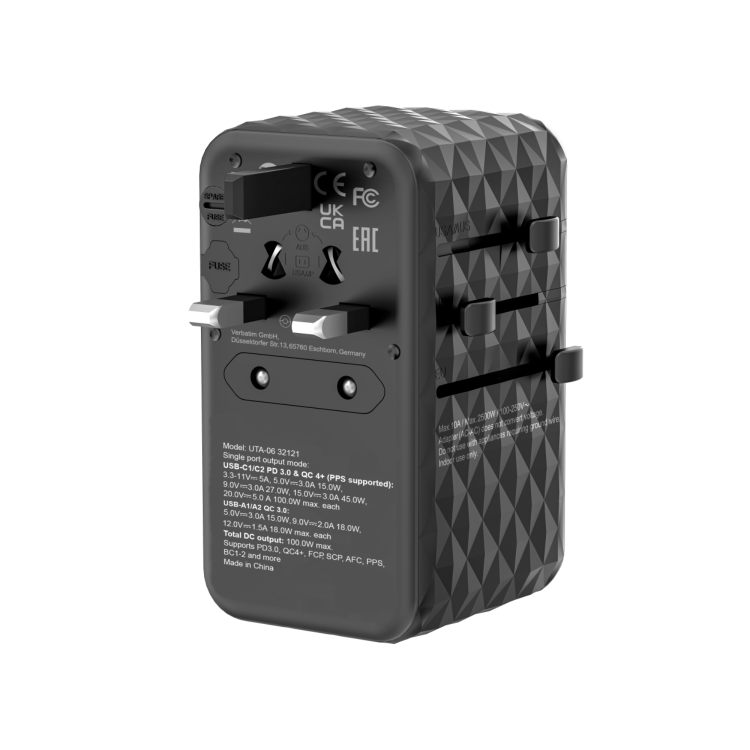 Verbatim UTA-06 GaN III 100W Universal Travel Adapter