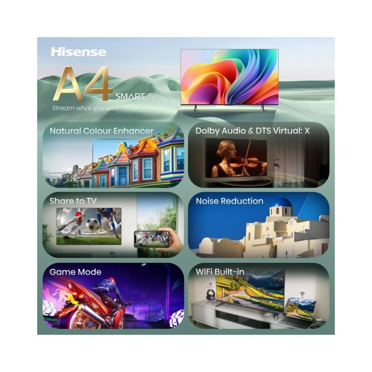 Hisense 32A4STUK 32 Inch Smart HD Ready LED TV – Smart TV with Built-In Wi-Fi & Freeview