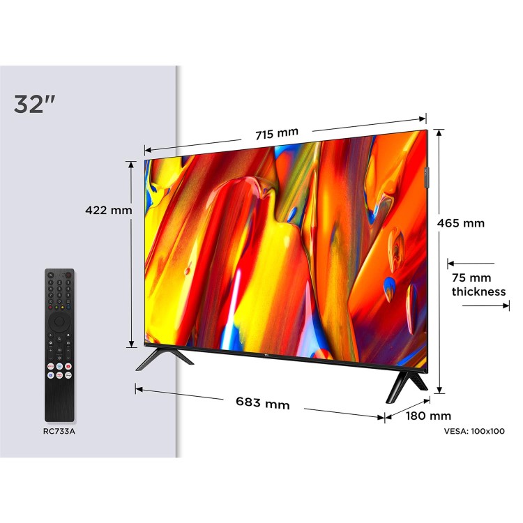 TCL 32V5C-UK 32-Inch QLED Full HD HDR Smart TV  Google TV Dolby Audio & HDMI 2.1