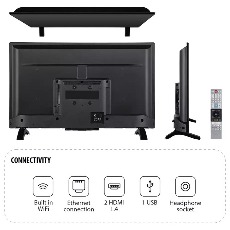 Toshiba 32WV2553DB 32" HD Ready Smart LED TV with HDR10 Dolby Audio & Freely TV