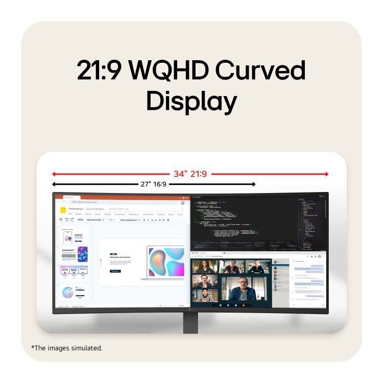 LG UltraWide U6 34" VA QHD 144Hz Height-Adjustable Curved Monitor
