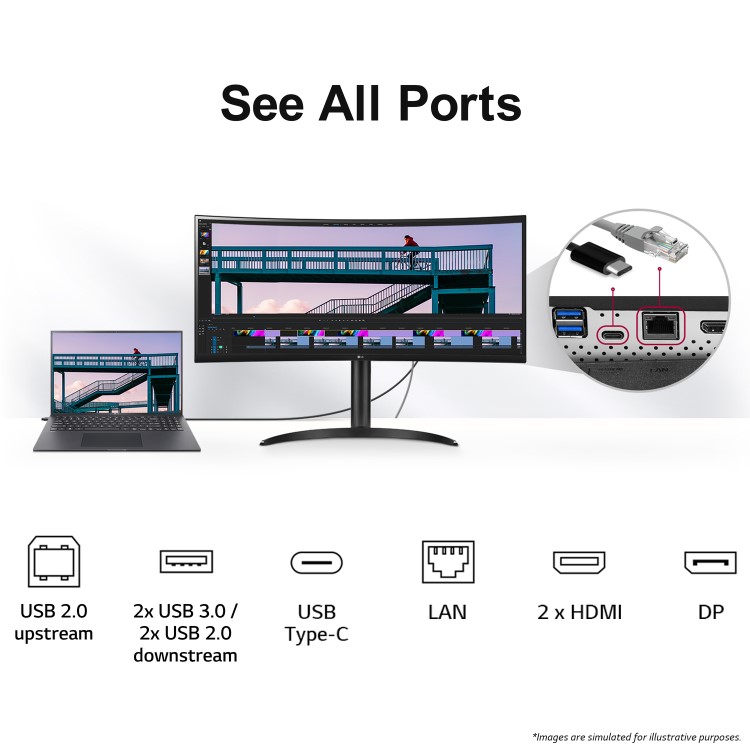 LG UltraWide 34WQ75C 34" IPS QHD Curved USB-C Monitor