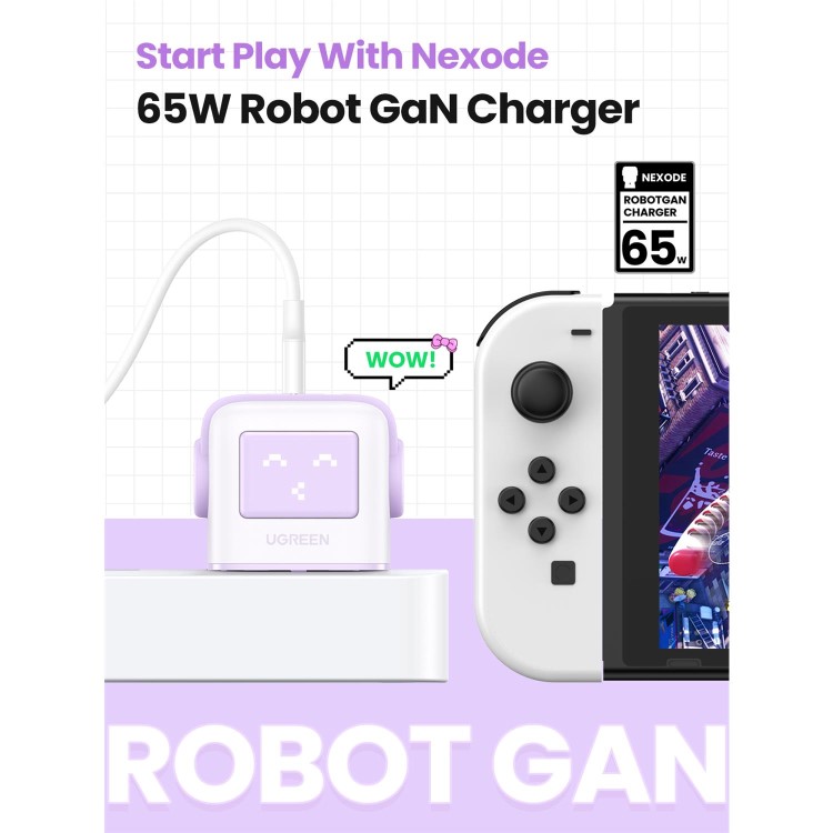 UGREEN Uno 65W 3-Port GaN Charger - Pink