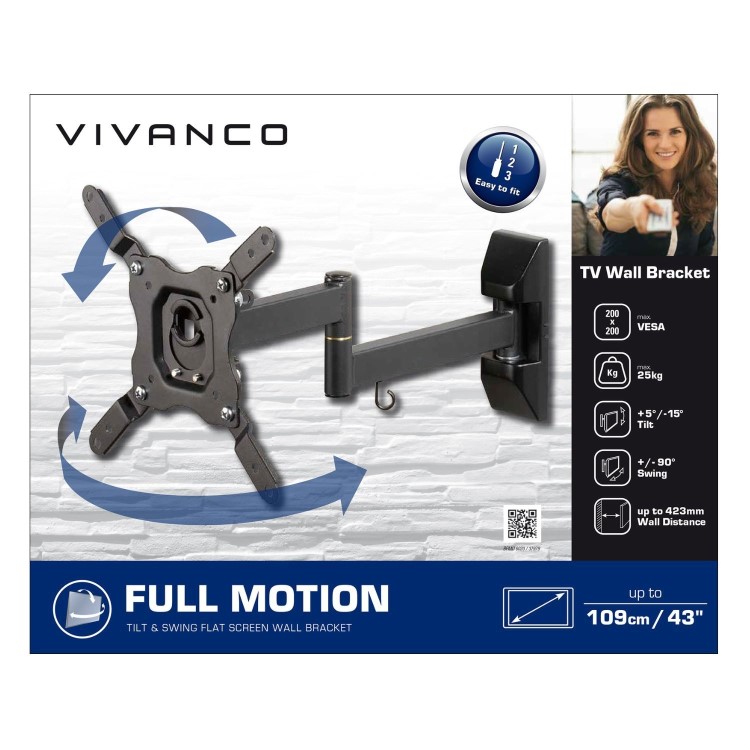 Refurbished Vivanco Tilt & Swing TV Wall Bracket - Up to 43 Inch TVs