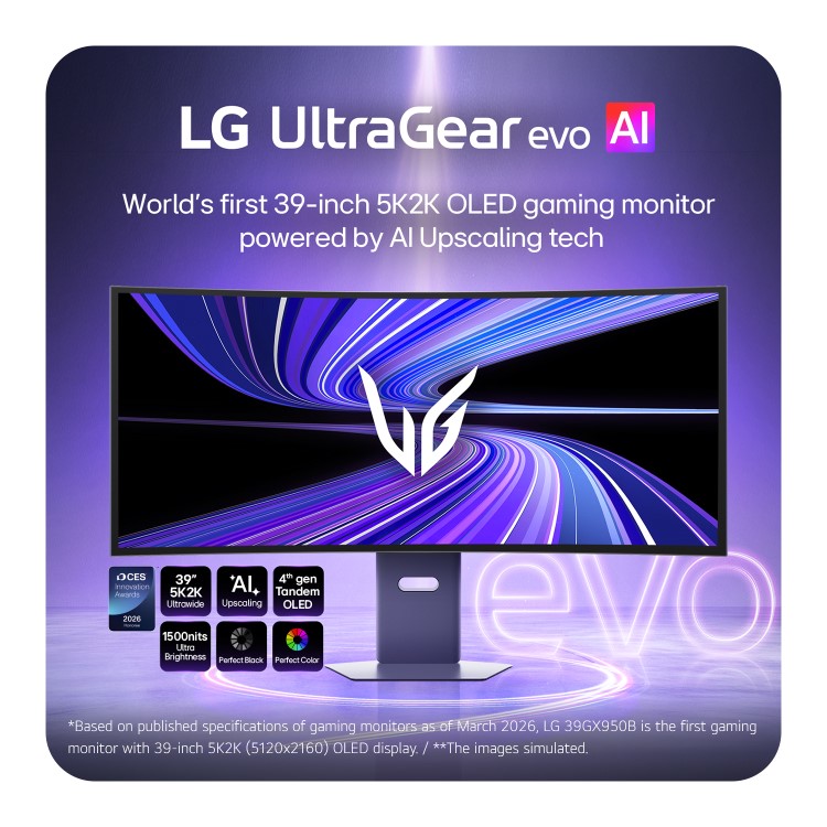 LG UltraGear evo GX9 39" OLED 5K2K 165Hz USB-C Height-Adjustable Curved Gaming Monitor