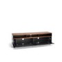 Techlink Panorama PM160W+ Walnut Top with Black Carcass Extended Height to hold a soundbar with IR Friendly Drop Down Doors venitlated cable management 1600mm wide suitable for screens up to 80"