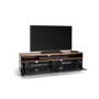 Techlink Panorama PM160W+ Walnut Top with Black Carcass Extended Height to hold a soundbar with IR Friendly Drop Down Doors venitlated cable management 1600mm wide suitable for screens up to 80"