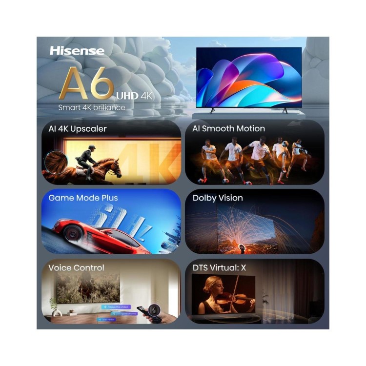 Hisense 43A6STUK 43 Inch 4K Ultra HD Smart TV – HDR Freely Dolby Vision & Dolby Atmos