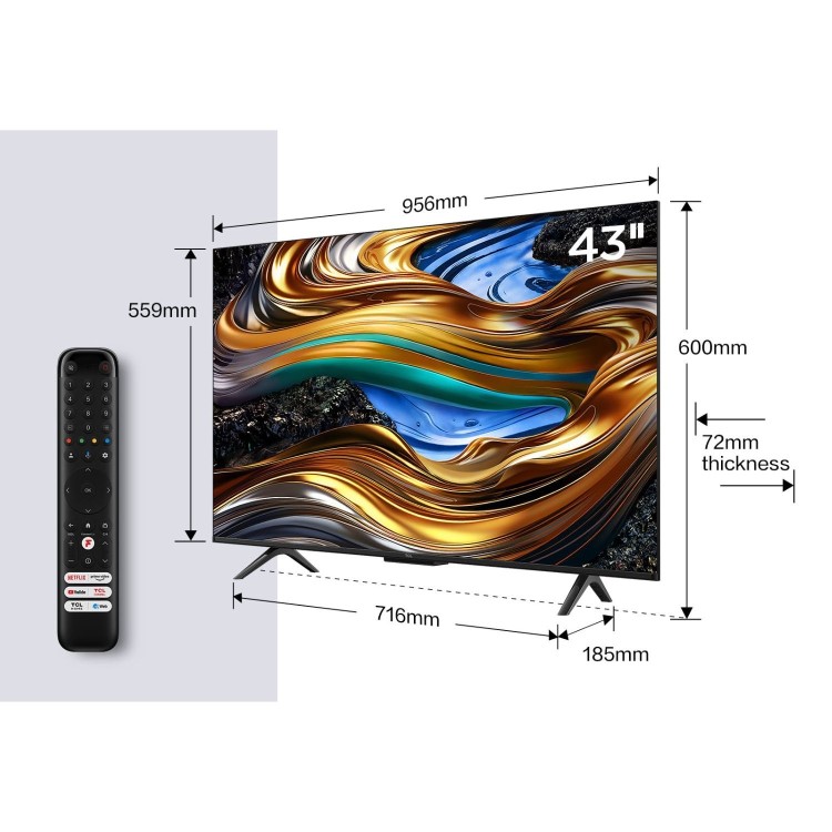 Refurbished TCL P755K 43" 4K Ultra HD with HDR10 Freeview Play LED Smart TV