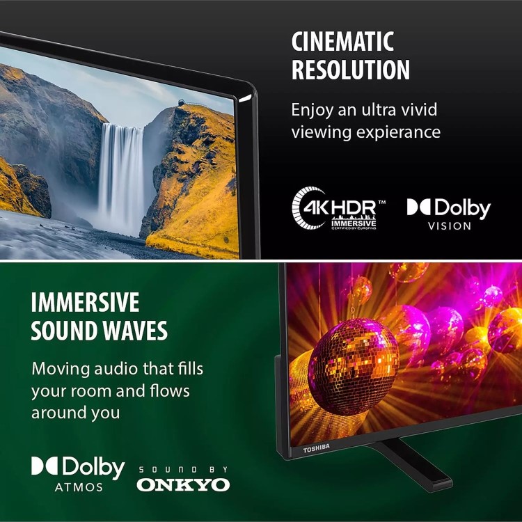 Toshiba 50UV2F53DB 50" 4K UHD Smart LED TV with Dolby Vision Dolby Atmos & Freely Streaming