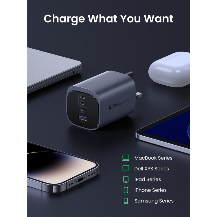 Ugreen 100W 4-Port GaN Charger - Grey