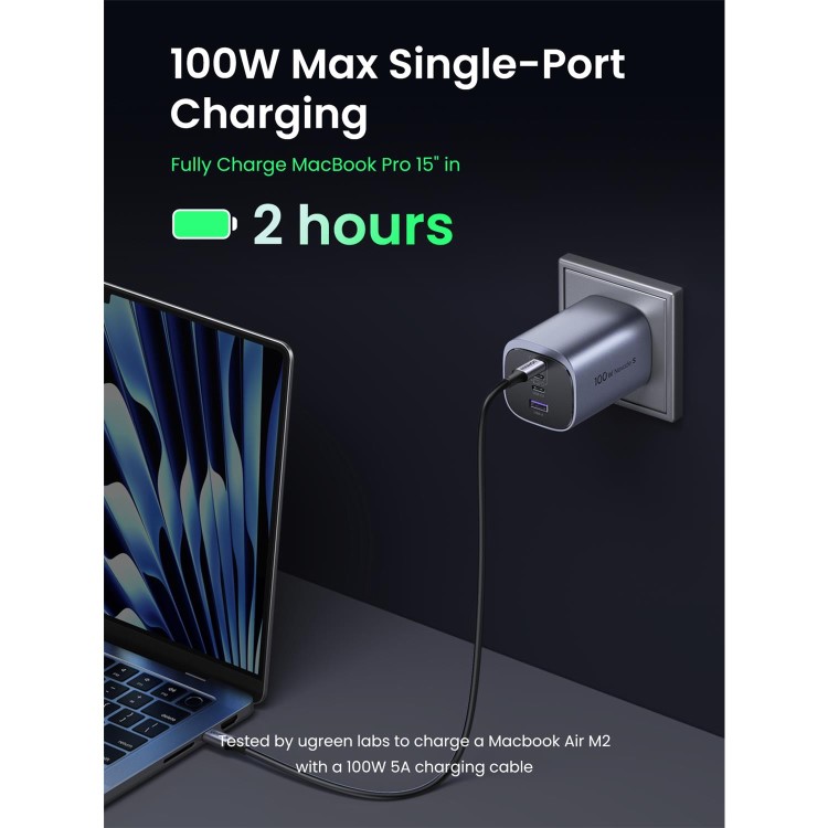 Ugreen 100W 4-Port GaN Charger - Grey