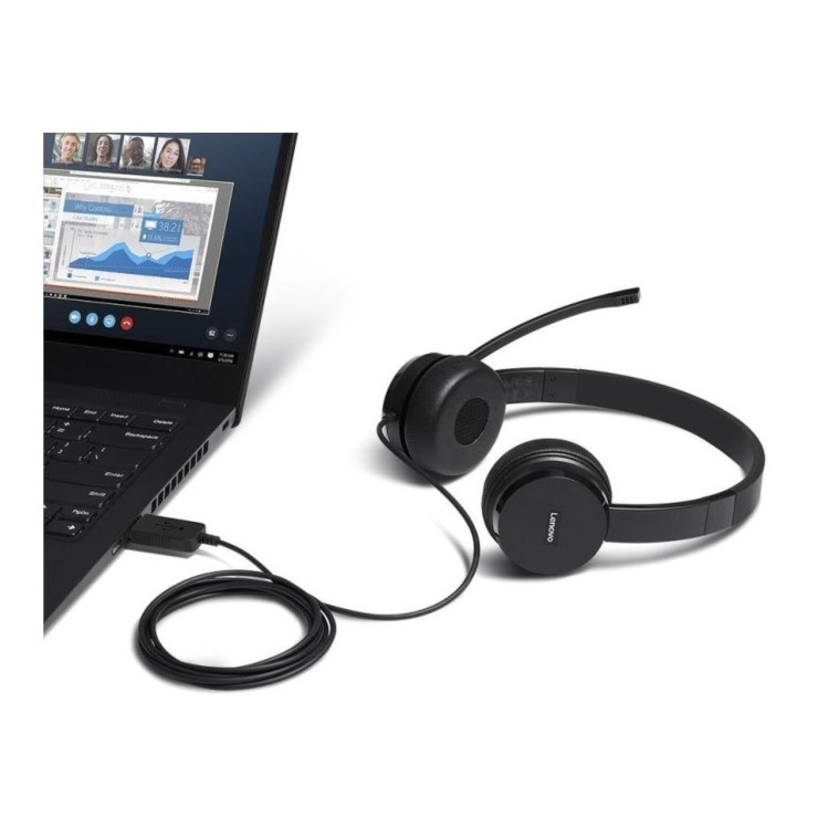 Lenovo 100 Double Sided On-ear Stereo USB with Microphone Headset