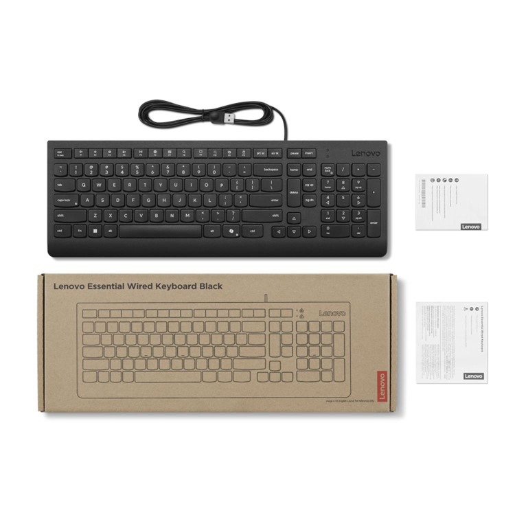 Lenovo Essential Wired Keyboard Black - UK English 166