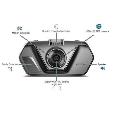 electriQ 1080p Wide 160 Degree Angle View Dash Cam with 2.7 Inch Screen Fast Ambarella Processor