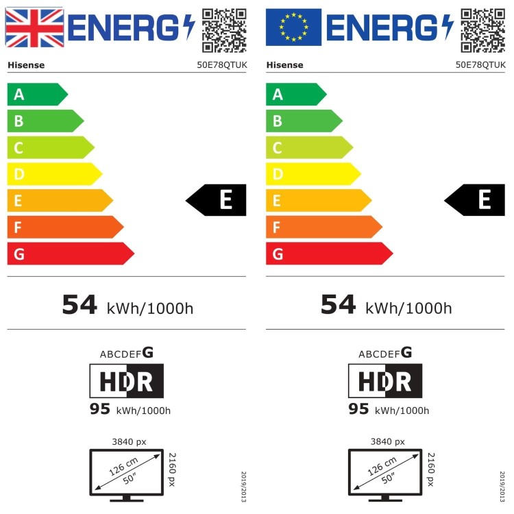 Hisense E78QTUK 50 inch Smart 4K Ultra HD QLED TV