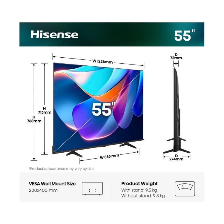 Hisense 55A6STUK 55 Inch 4K Ultra HD Smart TV – HDR Freely Dolby Vision & Dolby Atmos
