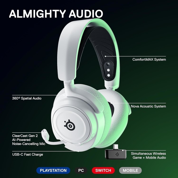 SteelSeries Arctis Nova 7X Wireless 7.1 Gaming Headset - White