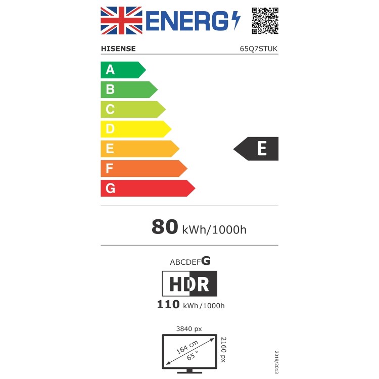 Hisense 65Q7STUK 65 Inch 4K QLED Smart TV – Ultra HD HDR Freely & Dolby Vision