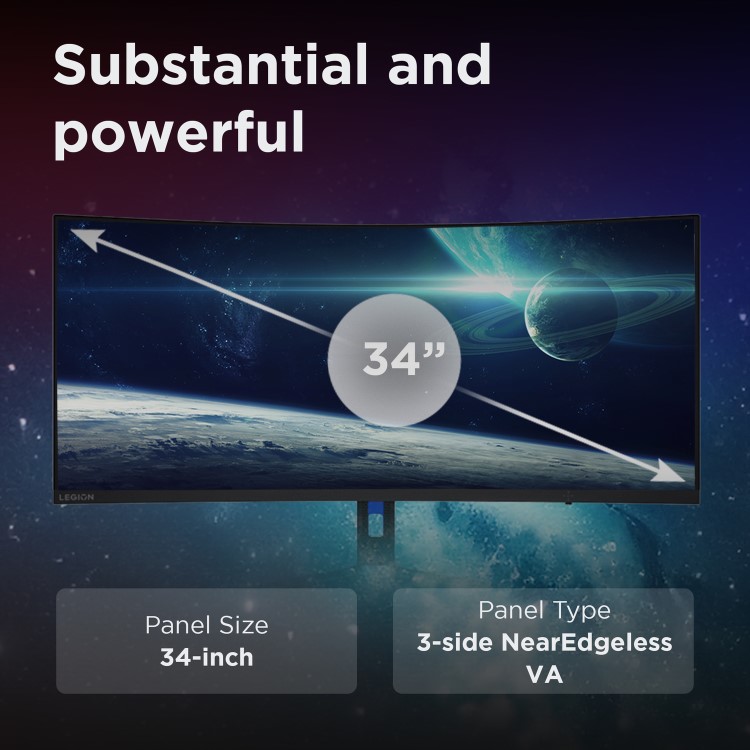 Lenovo Legion R34W-30 34" QHD 180Hz 0.5ms Gaming Monitor