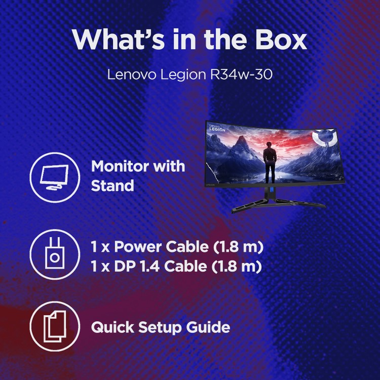 Lenovo Legion R34W-30 34" QHD 180Hz 0.5ms Gaming Monitor