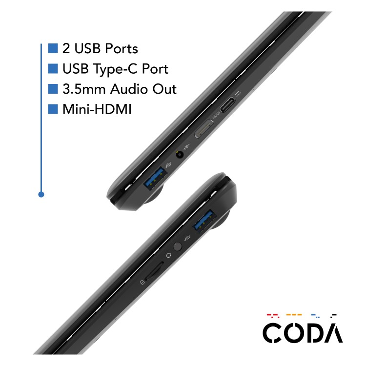 Coda Laptop Celeron N3450 4GB 64GB eMMC 12.5 Inch Windows 10 Includes Office 365