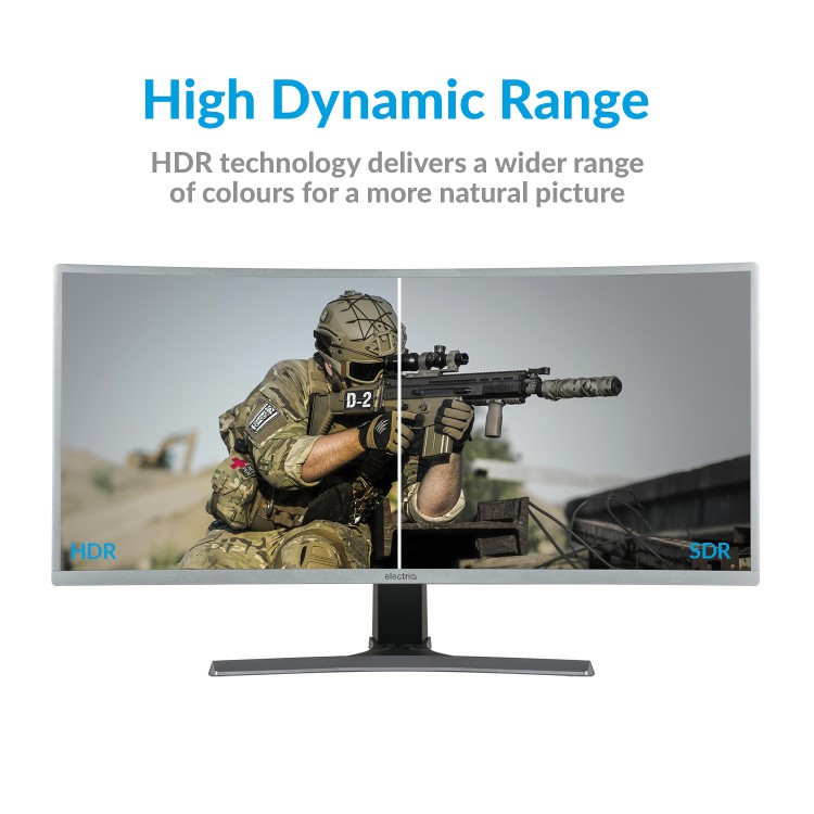 Refurbished electriQ WQHD HDR FreeSync 35'' 100Hz Curved UltraWide Gaming Monitor