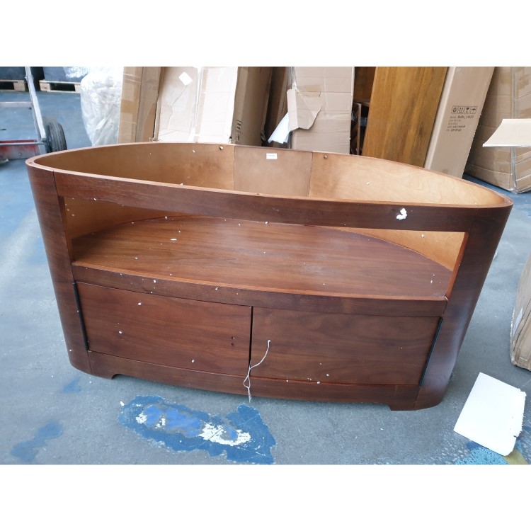 Refurbished AVF FSL1000BLEW Blenheim Affinity Curved Combi TV Stand 1000 Walnut / Black Glass