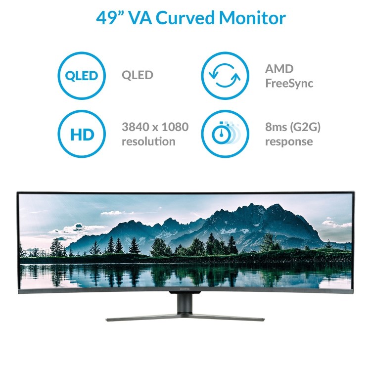 Refurbished electriQ 49" QLED Double FHD Super UltraWide Curved Monitor