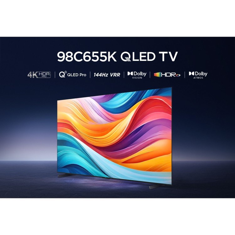 TCL 98C655K 98-Inch 4K QLED Smart TV  Dolby Vision HDR10+ & Google TV