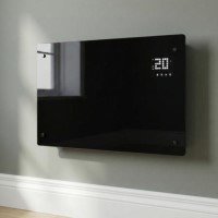 electriQ 2500W Smart Designer Glass Panel Convection Heater - Wall Mountable & Bathroom Safe - Black