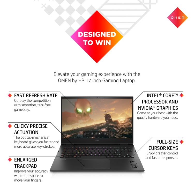 HP Omen 17 Intel Core i9 32GB 2TB RTX 4080 240Hz QHD 17.3 Inch Windows 11 Gaming Laptop
