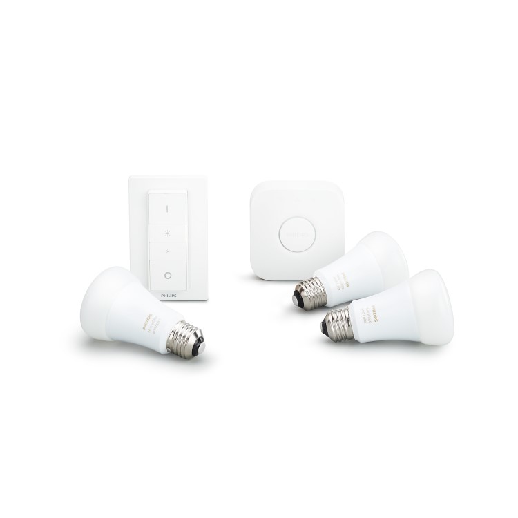 GRADE A1 - Philips Hue White & Colour Ambience E27 Smart Bulb Starter Kit - works with Alexa & Google Assistant