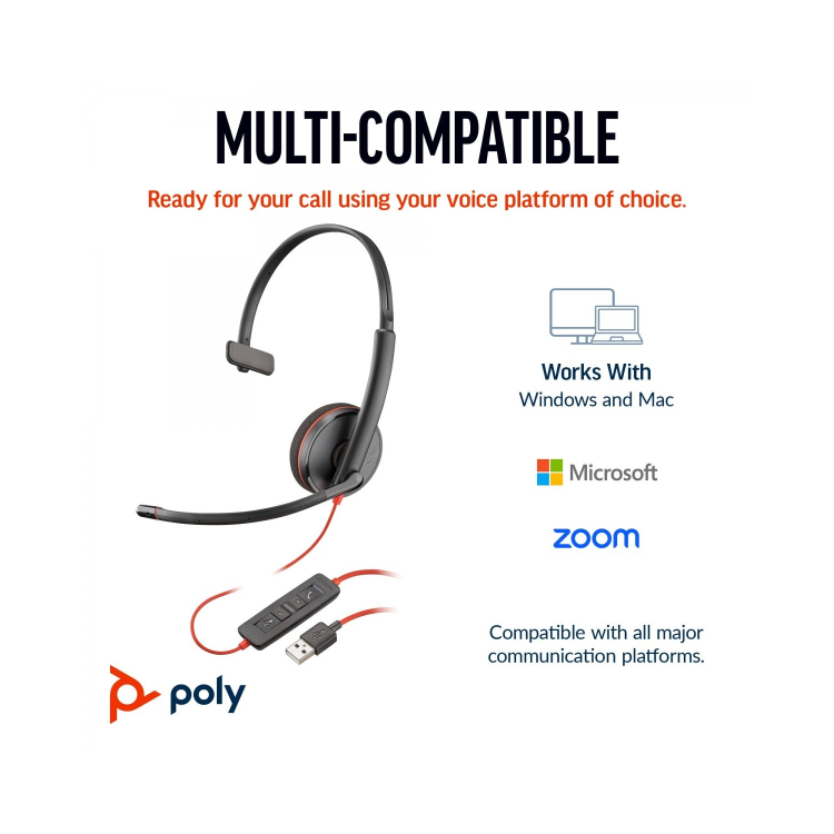 Poly Blackwire 3210 Wired USB C Headset