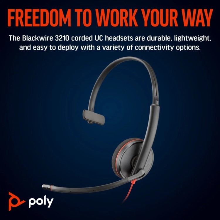 Poly Blackwire 3210 Wired USB C Headset