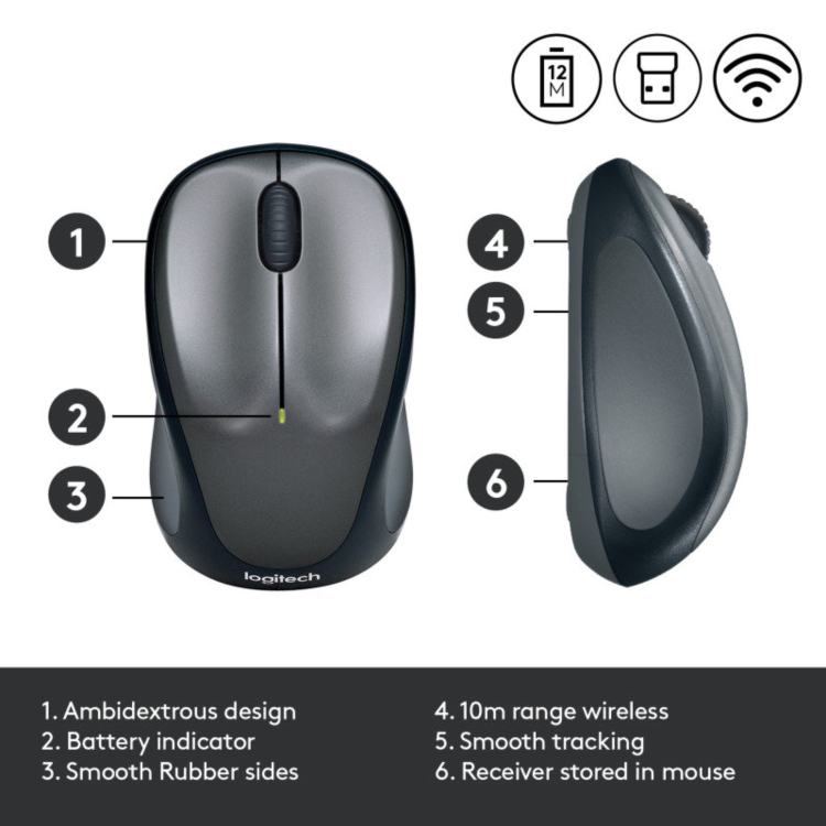 Logitech M235 Wireless Mouse Grey