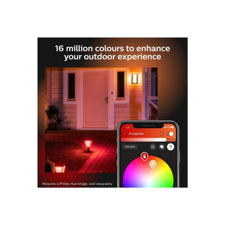 GRADE A3 - Philips Hue Outdoor Impress Wall Lantern Black - Slim