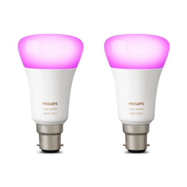 Philips Hue White & Colour Ambiance with B22 Bayonet Ending - 2 Pack