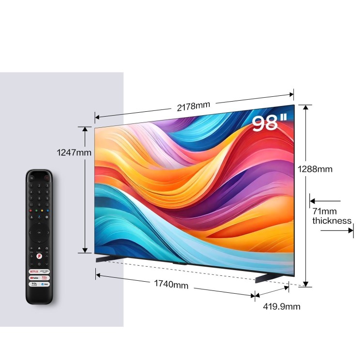 TCL 98C655K 98-Inch 4K QLED Smart TV  Dolby Vision HDR10+ & Google TV