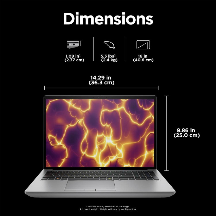 ZBook Fury 16 G11 Mobile Workstation PC, 16", Windows 11 Pro, Intel Core™ i7, 32GB RAM, 1TB SSD, NVIDIA RTX™ 2000, WUXGA