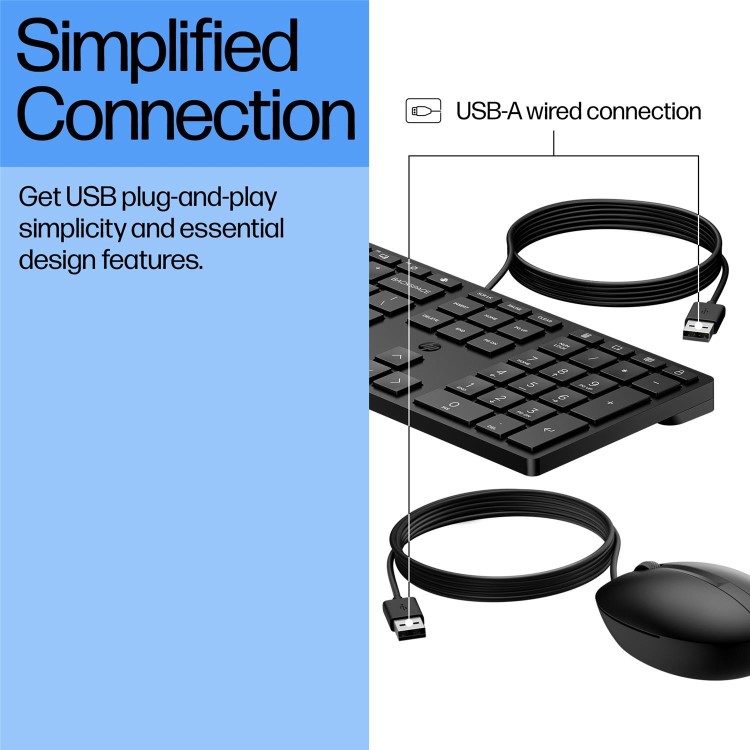 HP 320MK Full Size Wired Desktop Keyboard and Mouse Combo